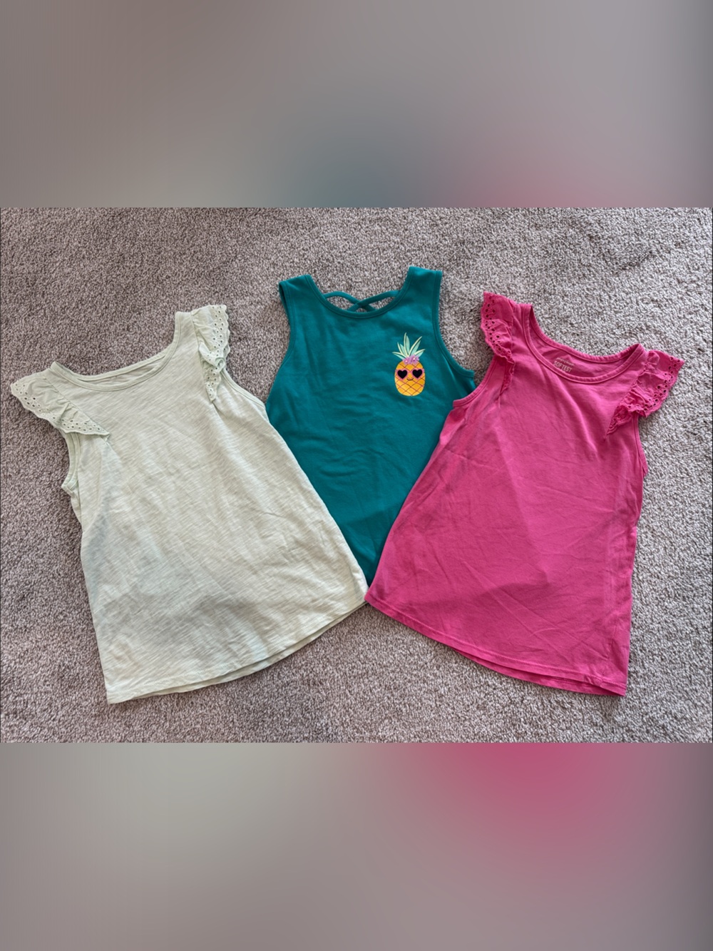 jumping beans Pink, Teal & Cream Girls' Tank Top 3-Pack